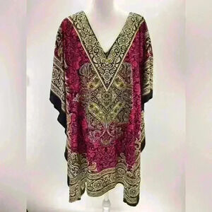 OS SANTE Women Cover Wrap Blouse Robe Pink Black Gold Floral A63 One Size